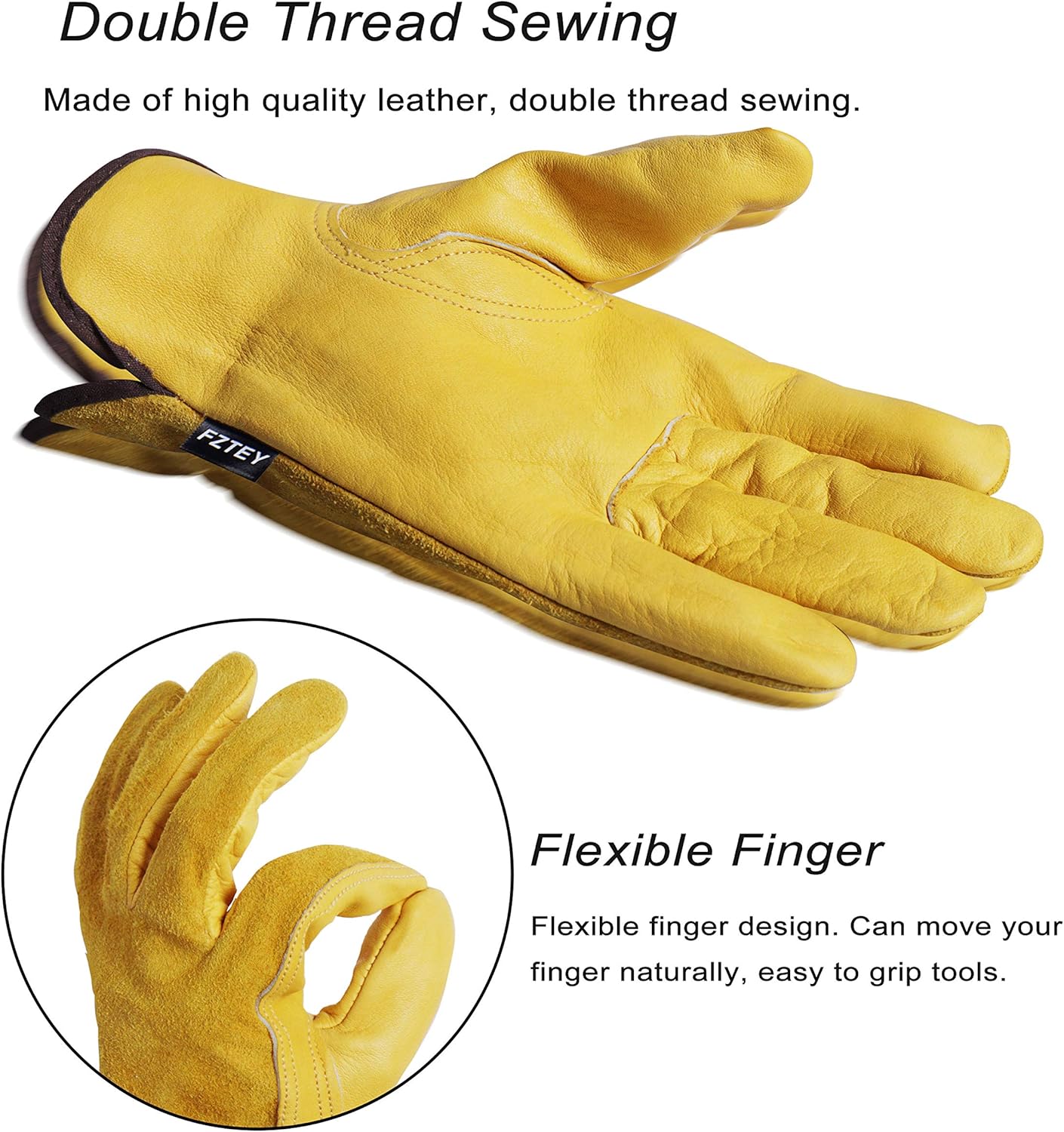 FZTEY 2 Pairs Heavy duty Gardening Ladies&Men&Women Thorn Proof Leather Garden gloves: Clothing
