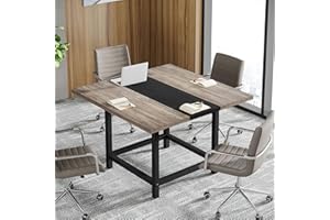 Tribesigns Square 4 People Conference Room Table, Gray 39.4L X 39.4W X 29.52H Inches Small Meeting Room Table for Home Office, (Chair not Included)