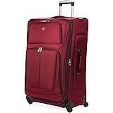 SwissGear Sion Softside Luggage with Spinner Wheels, Burgandy, Checked-Large 29-Inch