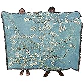 Pure Country Weavers Almond Blossoms Blanket - Fine Art Gift Tapestry Throw Woven from Cotton - Made in The USA (72x54)