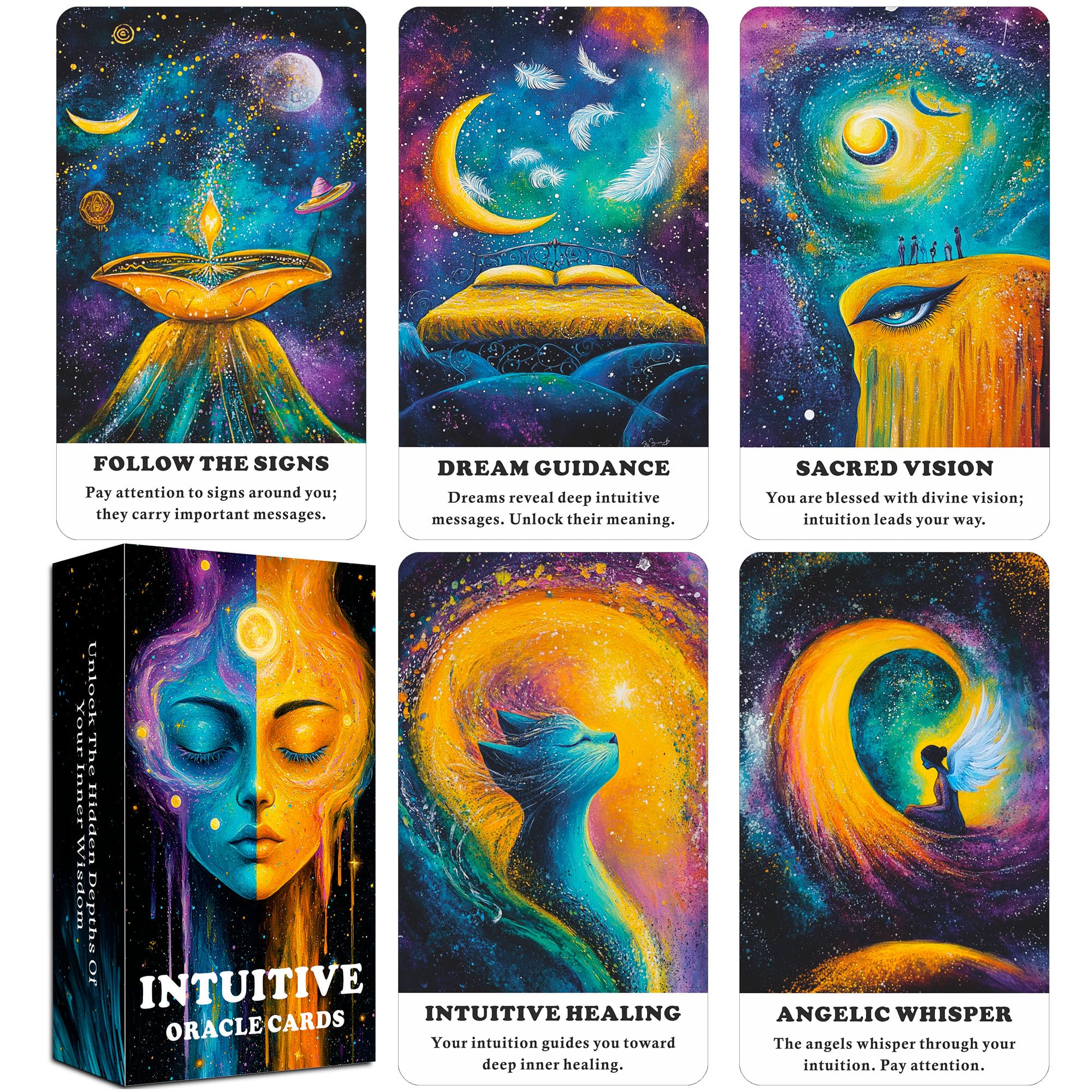 Intuitive Oracle Cards, Oracle Cards for Beginners, 56 Oracle Card Deck to Awaken Inner Wisdom, Enhance Psychic Abilities, Spiritual Guidance