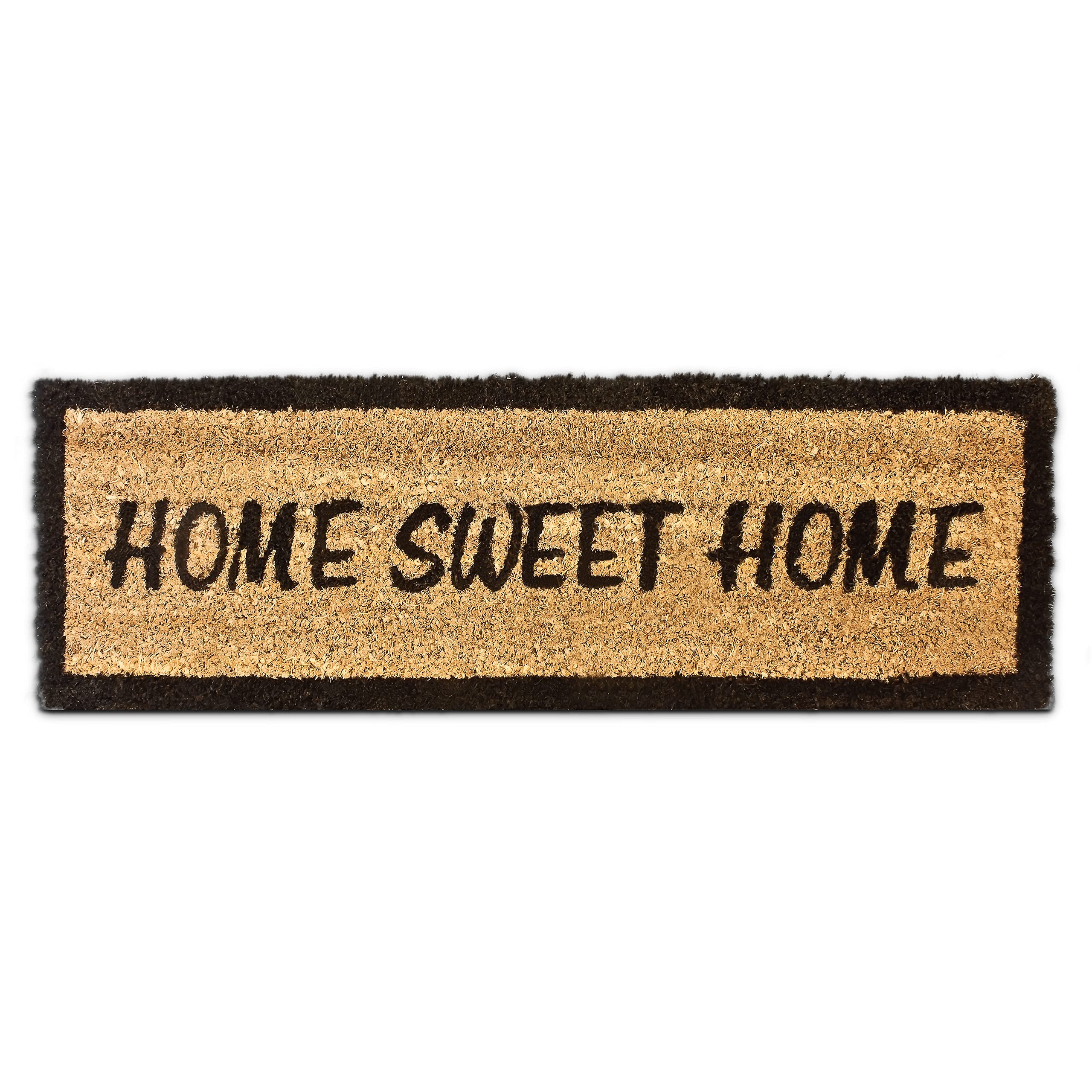 Relaxdays Coconut Fibre Coir Doormat HOME SWEET HOME 75 x 25 cm With Non-Slip PVC Underside, Brown