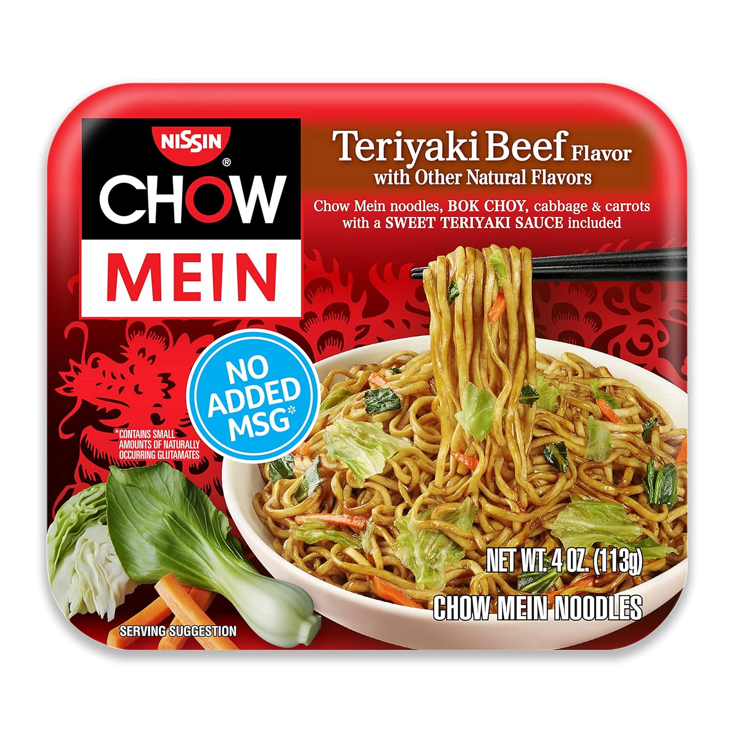 Nissin Chow Mein, Teriyaki Beef, 4 Ounce (Pack of 8)