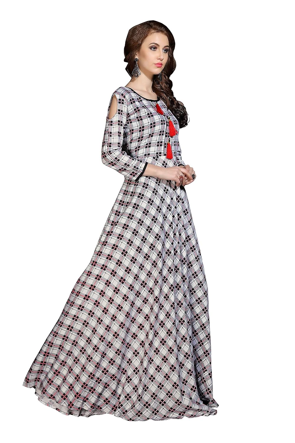 mashur fab reyon cotton print indo-western long anarkali gown(multicolour_stiched)