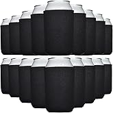 TahoeBay Bulk Blank Beer Can Cooler Sleeves (100-Pack) Sublimation Blanks for Vinyl Plain Soft Foam Can Sleeves Coolers for Soda Cans & Bottles Black, White, Assorted Solid Color (Black)