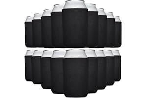 TahoeBay Blank Beer Can Cooler Sleeves (25-Pack) Bulk Sublimation Blanks for Vinyl Plain Soft Foam Can Sleeves Coolers for Soda Cans & Bottles Black, White, Assorted Solid Color (Black)