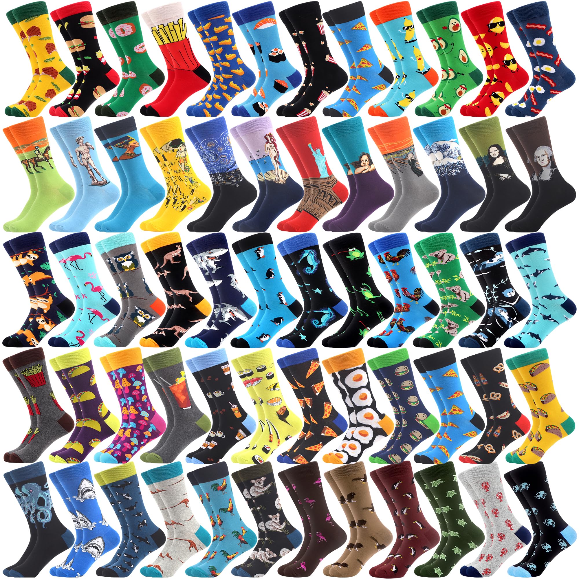 Photo 1 of WeciBor Unisex Colorful Funny Animal Food Pattern Novelty Socks for Men Women Bulk - 36 Pairs - Size 7-13