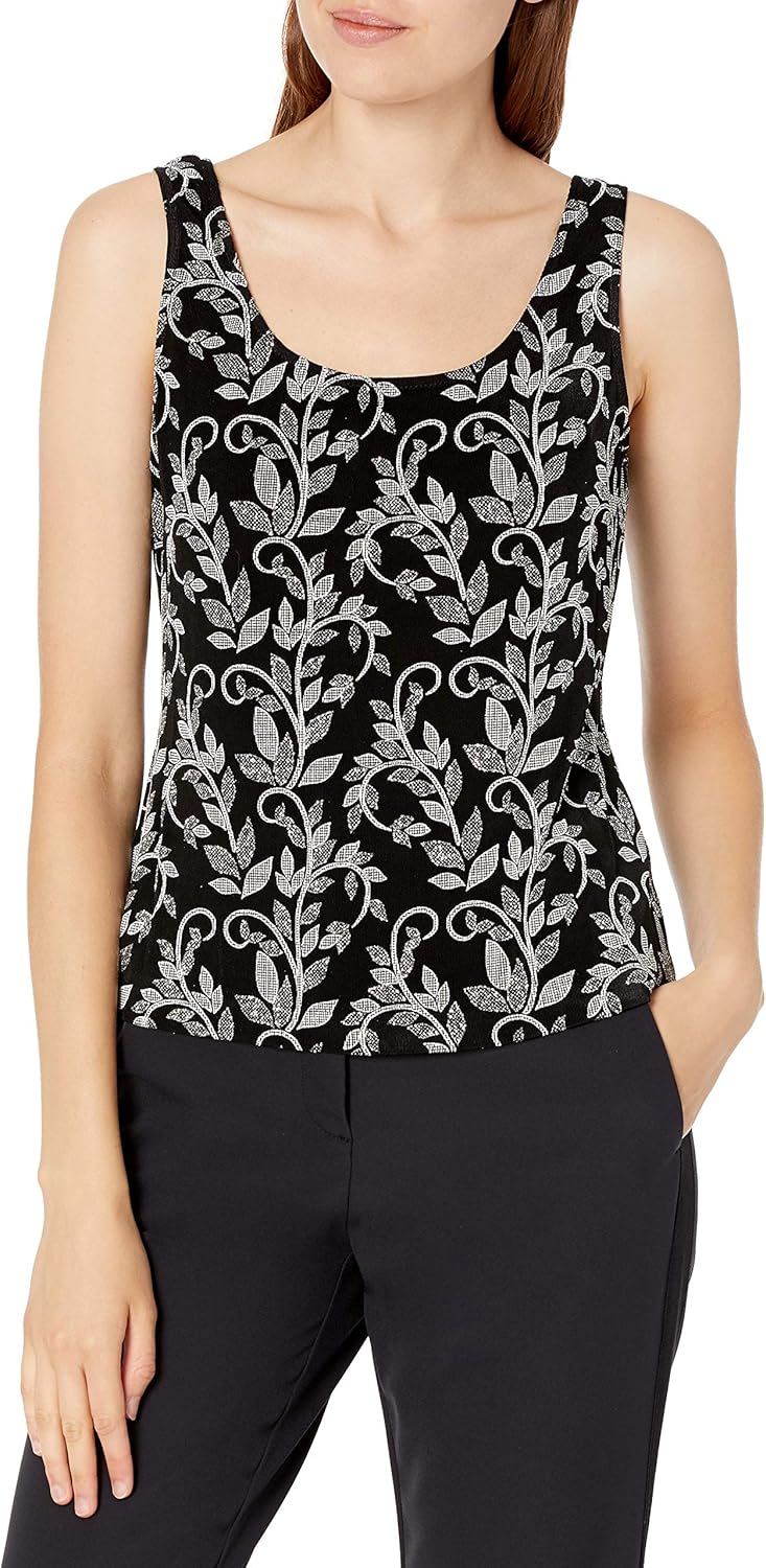Alex Evenings Women's Mandarin Neck Twinset Tank Top and Jacket Petite Regular at  Women’s Clothing store