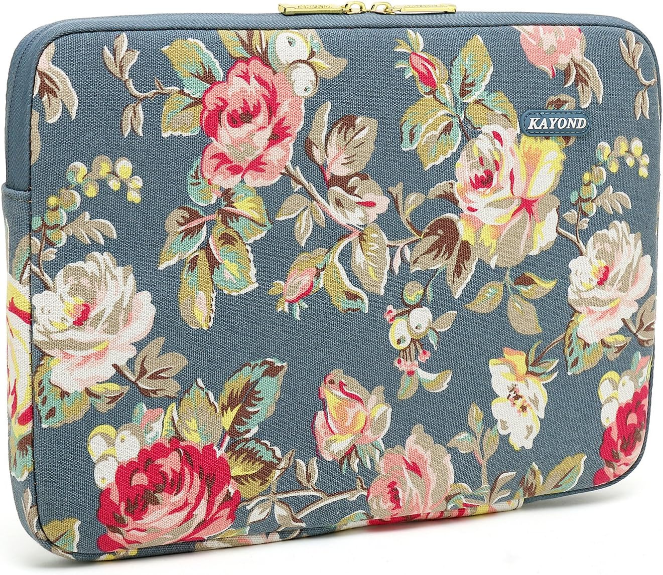 KAYOND blue water hyacinth Water-resistant 14 inch Canvas laptop sleeve with pocket for 14 inch 14.1 inch laptop case Macbook Pro 15.4 A1707 A1990 (14-14.1 inch - Image 4