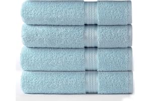 COTTON CRAFT Ultra Soft Bath Towels - 4 Pack XL Bathroom Towels - Oversized 30x54 - Absorbent Everyday Luxury Hotel Spa Gym Shower Beach Pool Travel Dorm - 100% Cotton Plush 580 GSM - Light Blue