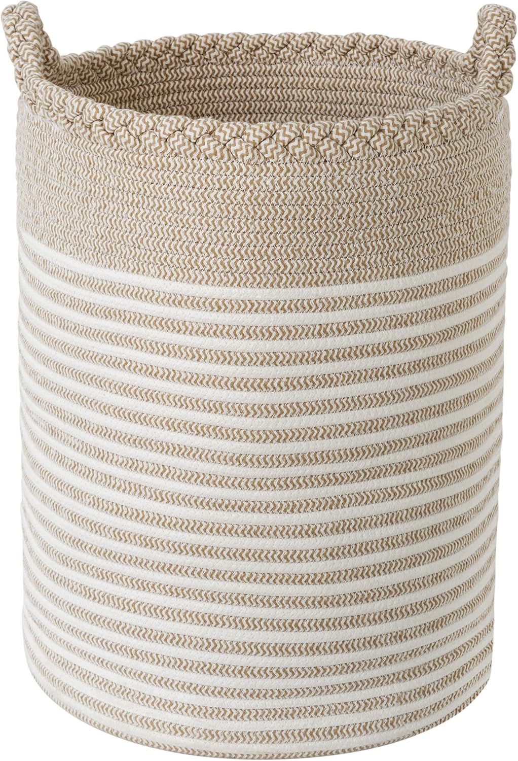 amazon storage baskets on Amazon Com Wowlive Woven Laundry Basket 16 X16 X20 Laundry Hamper Cotton Rope Tall Storage Blanket Basket With Handles For Clothes Storage Bin Brown And White Home Improvement