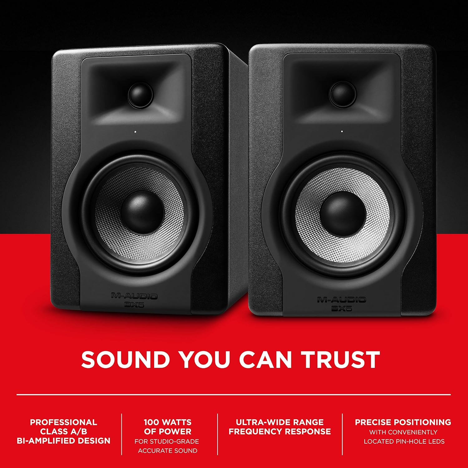 M-Audio BX5 D3 Pair - Compact 2-Way 5 Inch Active Studio Monitors/Loudspeakers for Music Production (2 Pieces) & Stagg 3m XLR to XLR Plug Microphone Cable - Image 4