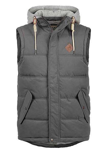 !Solid Cobber Herren Weste Steppweste Outdoor Weste Mit Kapuze Und Stehkragen