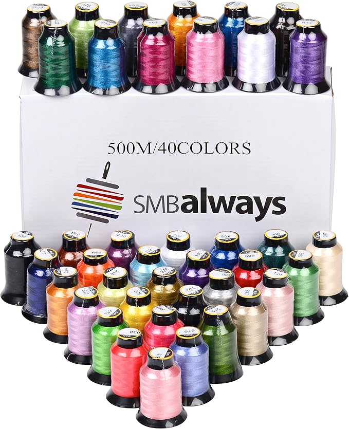 Polyester Embroidery Machine Thread Set (40 Spools, 500m Each) by SMB