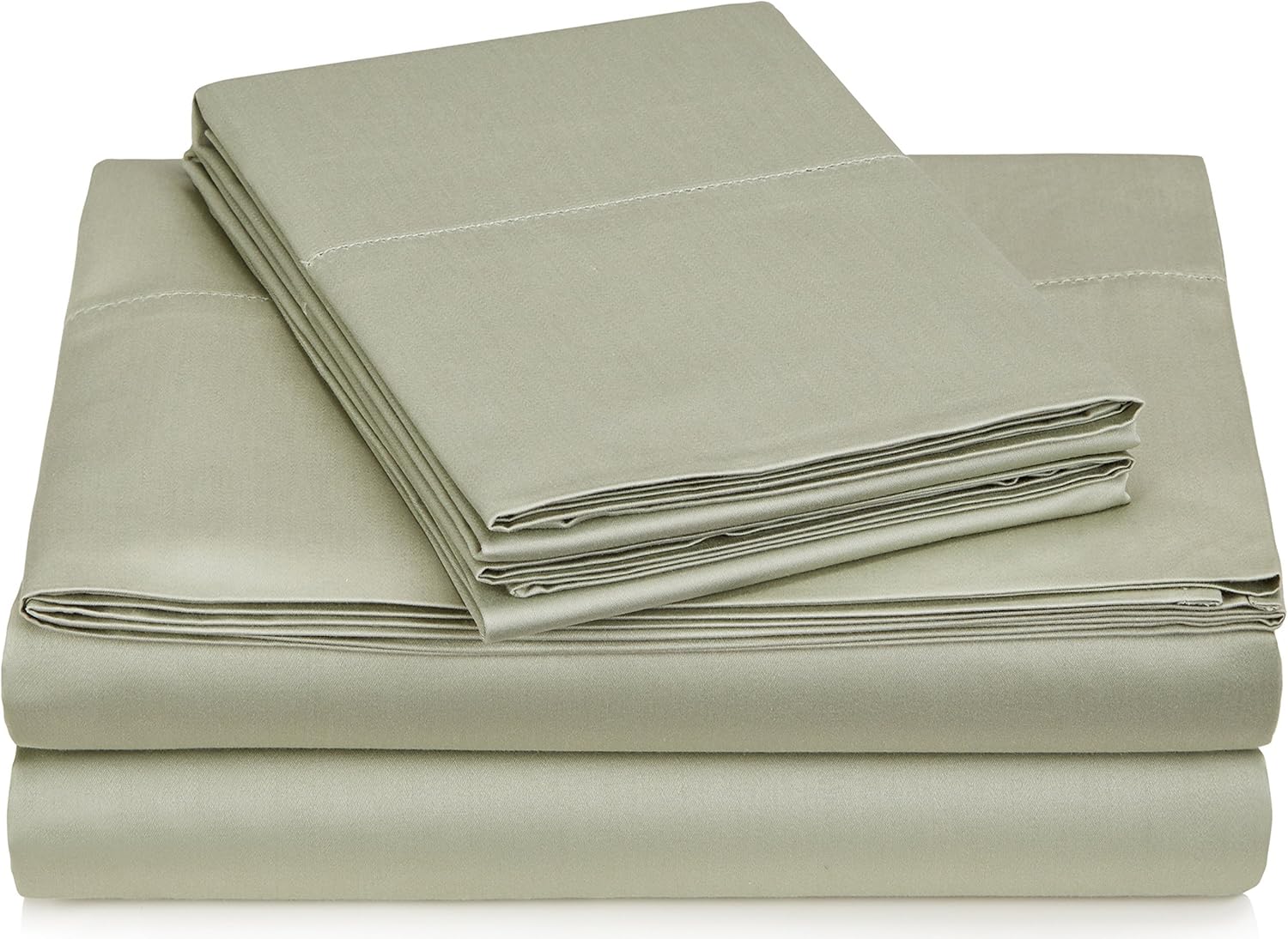 Pinzon 400 Thread Count Egyptian Cotton Sateen Hemstitch Sheet Set - Queen, White: Home & Kitchen