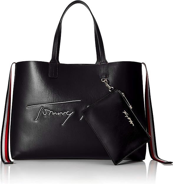 Tommy Hilfiger Iconic Tote Signature Handbag in Black Amazon.co.uk