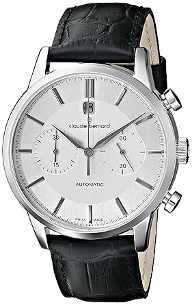 claude bernard Mens 08001 3 Ain Classic Automatic Chronograph Analog Display Swiss Black Watch