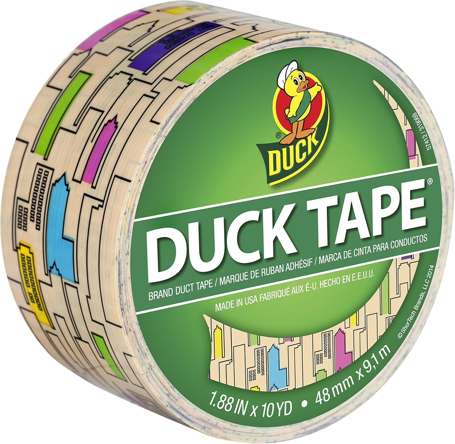 Duck Brand 283350 Printed Duct Tape, Skyline, 1.88 Inches x 10 Yards, Single Roll