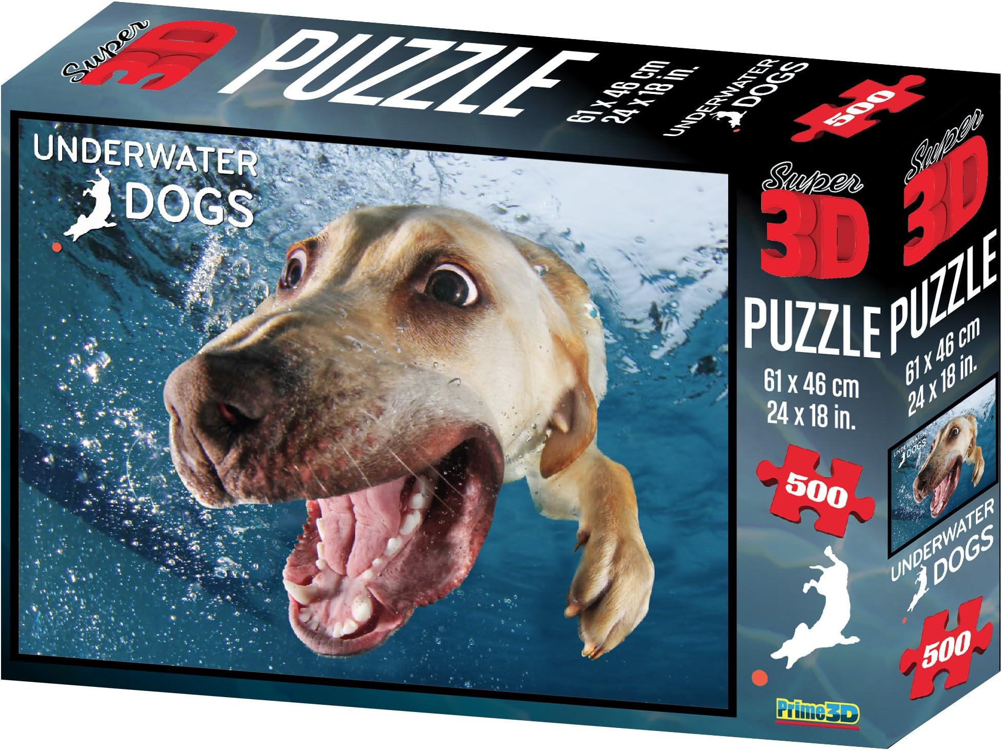 Underwater Dog 3D Jigsaw Puzzle: 500 Piece Puppy Jigsaw Puzzle for Adults, Teens & Family Fun