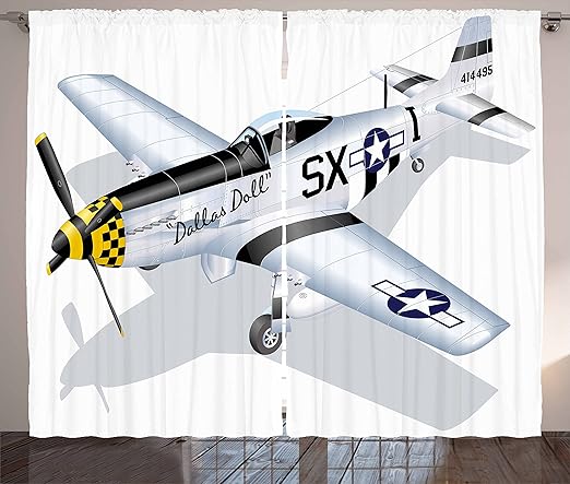 Amazon Com Ambesonne Vintage Airplane Curtains P 51 Dallas Doll