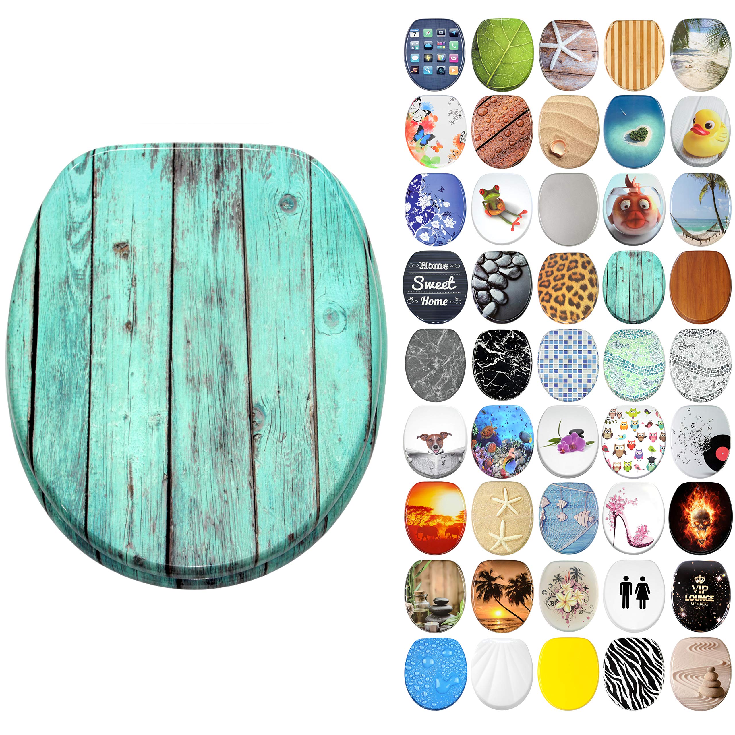 Sanilo Soft Close Toilet Seat, Wide Choice of New Toilet Seats, Stable Hinges, Easy to Mount (Lumber)