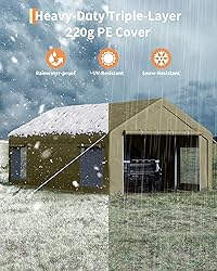 GarveeLife 13x25 Ft Carport with 10 Sandbags, Car