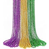 EOBOH 15PCS Mardi Gras Beads, Green Purple Gold Mardi Gras Necklace Accessories, 33" Round Festival Beads Carnival Party Favors Bulk, Necklace for Parade Throws Party Decorations Costumes Supplies
