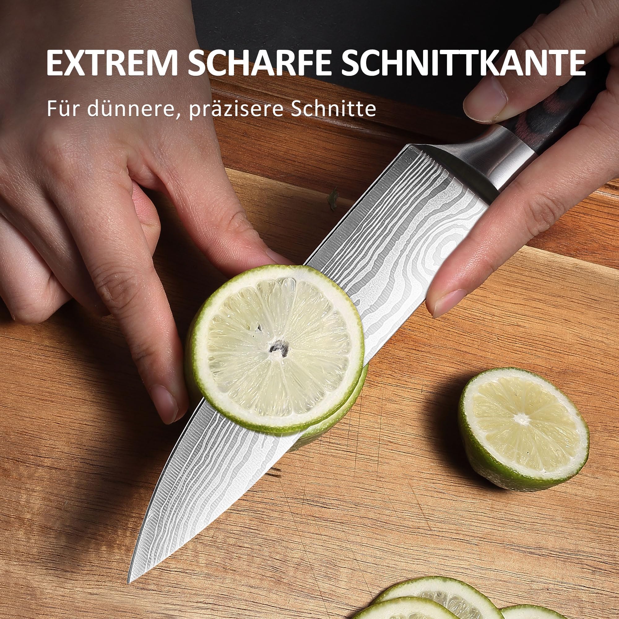 PAUDIN Kochmesser 15 cm Küchenmesser klein scharf profi Messer als Allzweckmesser Fleischmesser Gemüsemesser aus hochwertigem Edelstahl mit ergonomischem Holzgriff 5