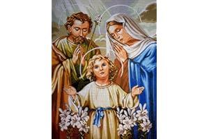 Needlepoint Kit Printed Tapestry Canvas and Threads 16x12 inches (143 Holy Family)