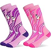 Tphon Kids Merino Wool Ski Socks 2 Pairs Boys Girls Thermal Winter Warm Thick Breathable Socks for Skiing Snowboarding
