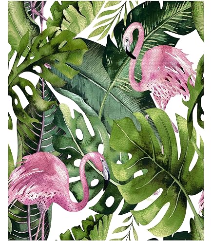 Tropical Flamingo Wallpaper Border - Palm Leaves Pond Design, 15ft X 10.3in, Prepasted For Bathroom & Beach House - View #10