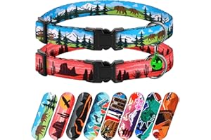 Murom Breakaway Cat Collar 2PCS Set Adjustable Pattern Nature Safety Print Pet Collars for Cats Kitten Girl Boy (Alaska + Arizona)