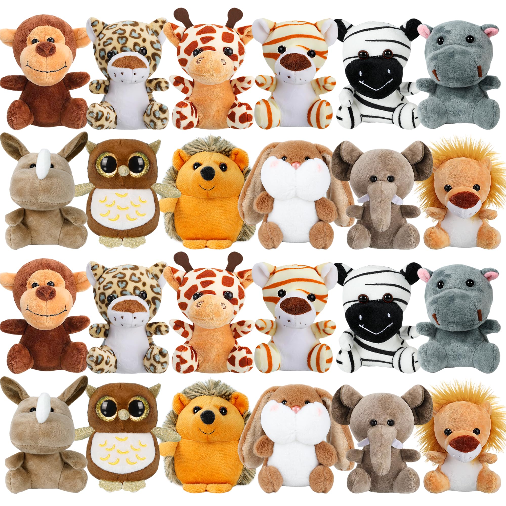 Photo 1 of Arrozon 24 Pcs Small Stuffed Animals Bulk, Mini Stuffed Animal 4.5 Inch Cute Plush Toy, Mini Plush Toys, Toddler Stocking Stuffers, Little Jungle Stuffed Animals