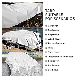 TARPAL 10'x10' White Tarp Waterproof 7.5 mil Medium