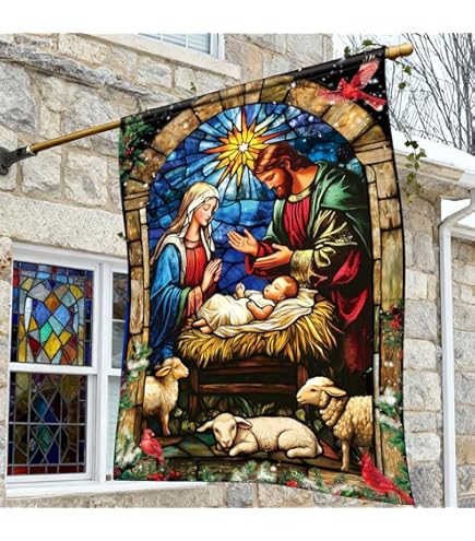 BlissYard Holy Family Nativity House Flag 28 X 40 Inch Double
