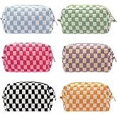 PAZIMIIK Checkered Makeup Bag for Purse Portable Zipper Make Up Pouch Small Cosmetic Case for Travel Accessories (6PCS Colorful)