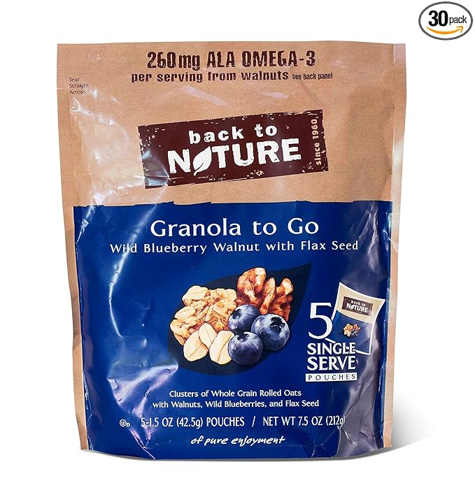 Amazon Com Back To Nature Granola To Go Blueberry Walnut 5 Count Pouches Pack Of 30 Breakfast Snack Bars