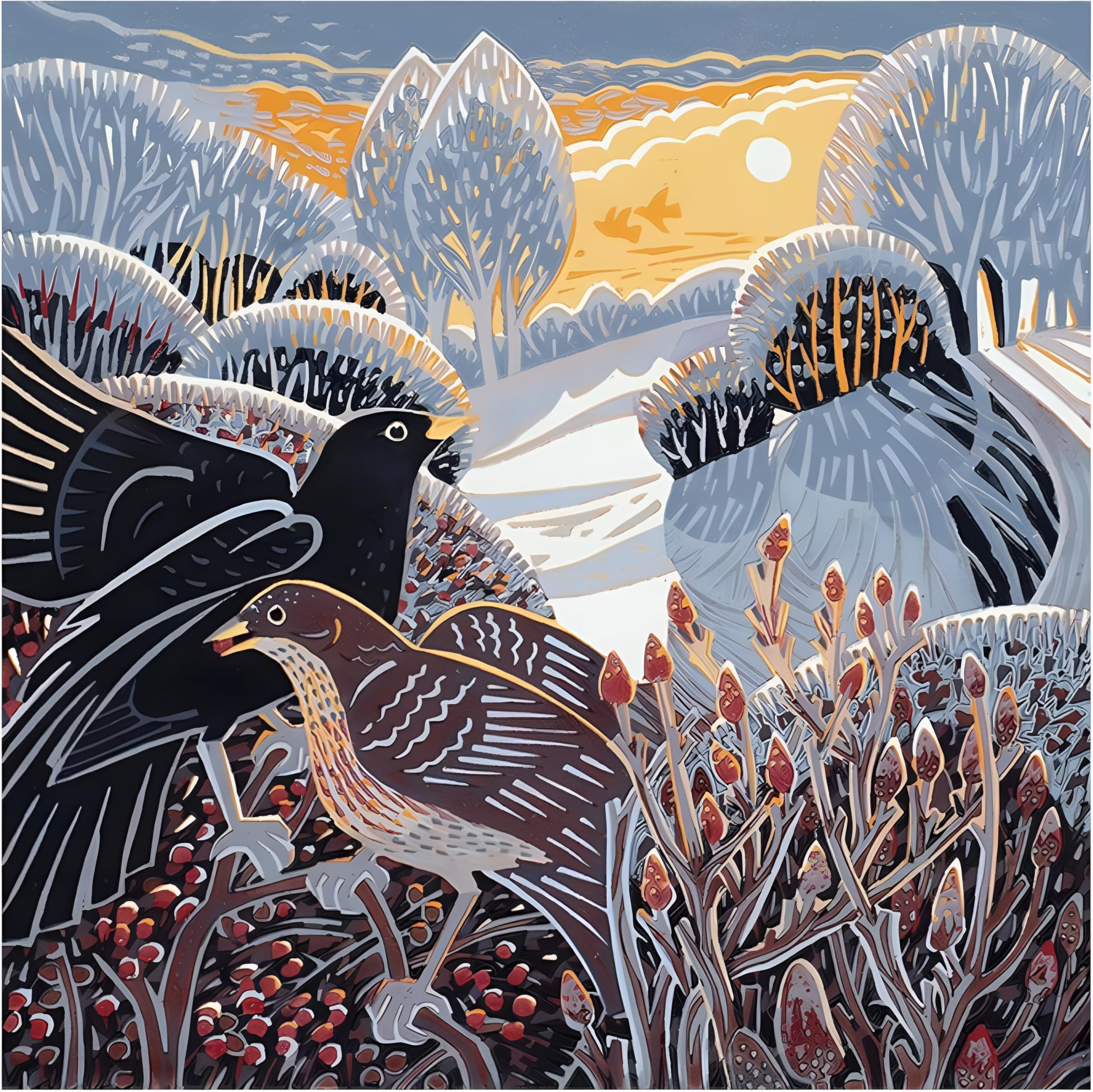 Museums & Galleries Charity Christmas Cards Pack of 8 - Festive Birds in the Snow - Premium Greeting Cards Multipack with Envelopes - Supporting Macmillan Cancer Support