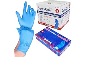 SunnyCare 1000 8201 Blue Nitrile Medical Exam Gloves Powder Free Chemo-Rated (Non Vinyl Latex) 100/box;10boxes/case Size: Small