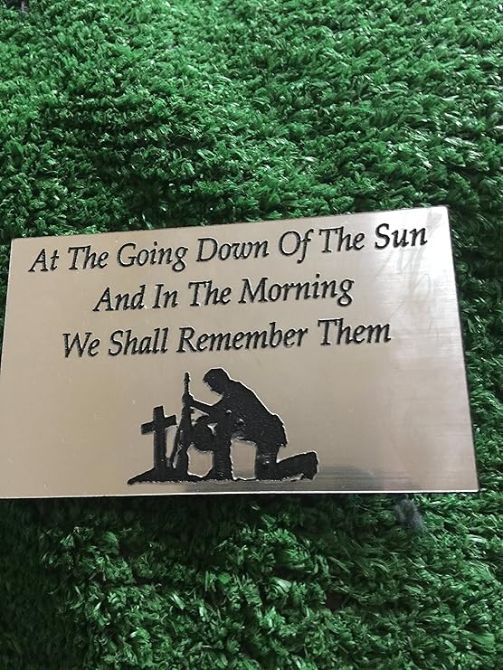 ENGRAVED MEMORIAL PLAQUE. PERSONALISED GRAVE REMEMBERANCE POPPY ARMY