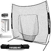 PowerNet Baseball Softball Practice Net 7x7 with Baseball Accessories for Practice Pitching, Batting & Fielding, Ball Caddy, Weighted Baseballs, Tee