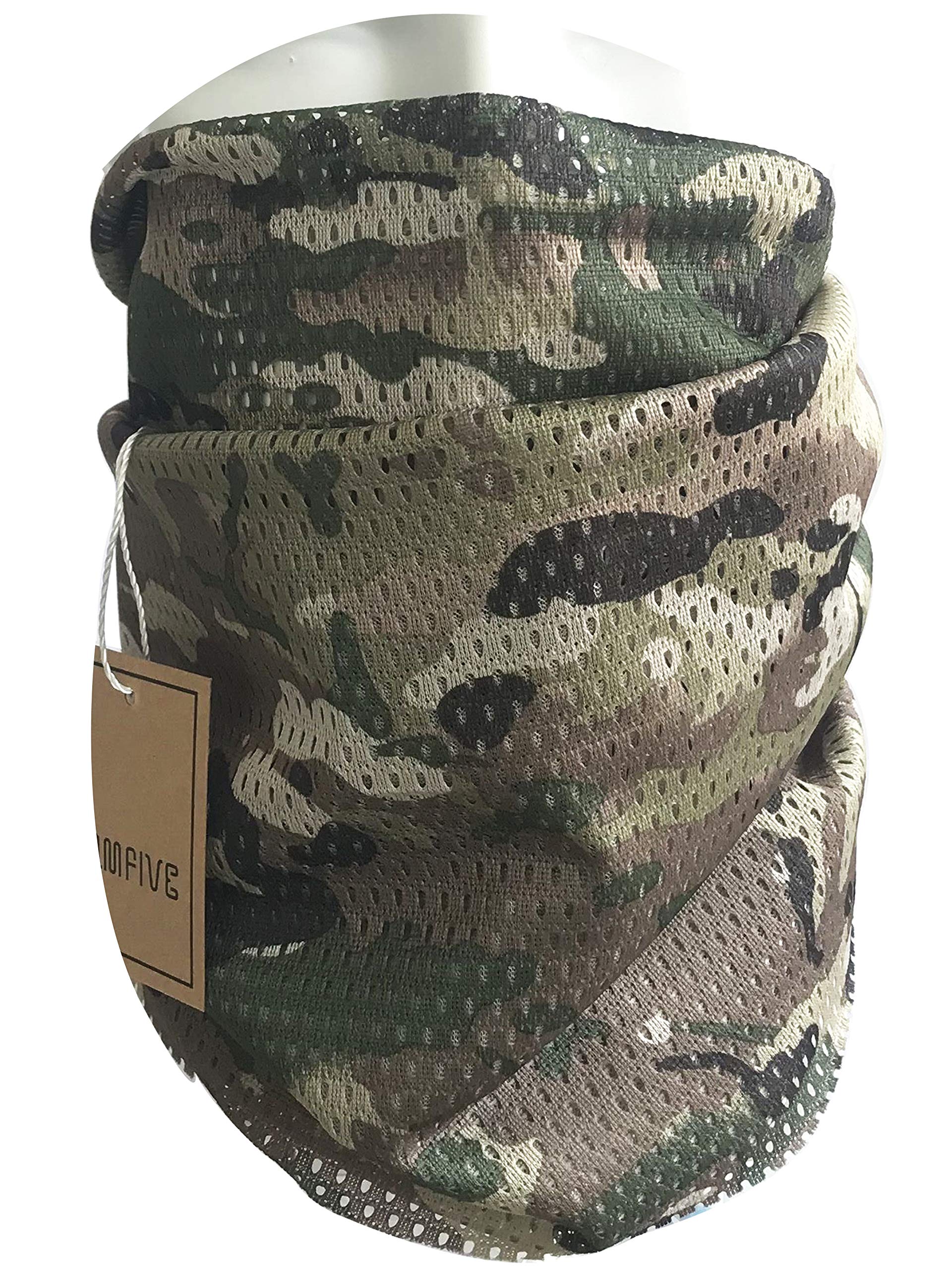 QMFIVE Tactical Camouflage Scarf, Men and Women Multi-purpose Military Headband Style Head Wrap Face Mesh Neckerchief,MC,150 x 40cm / ~50 x 13 inch