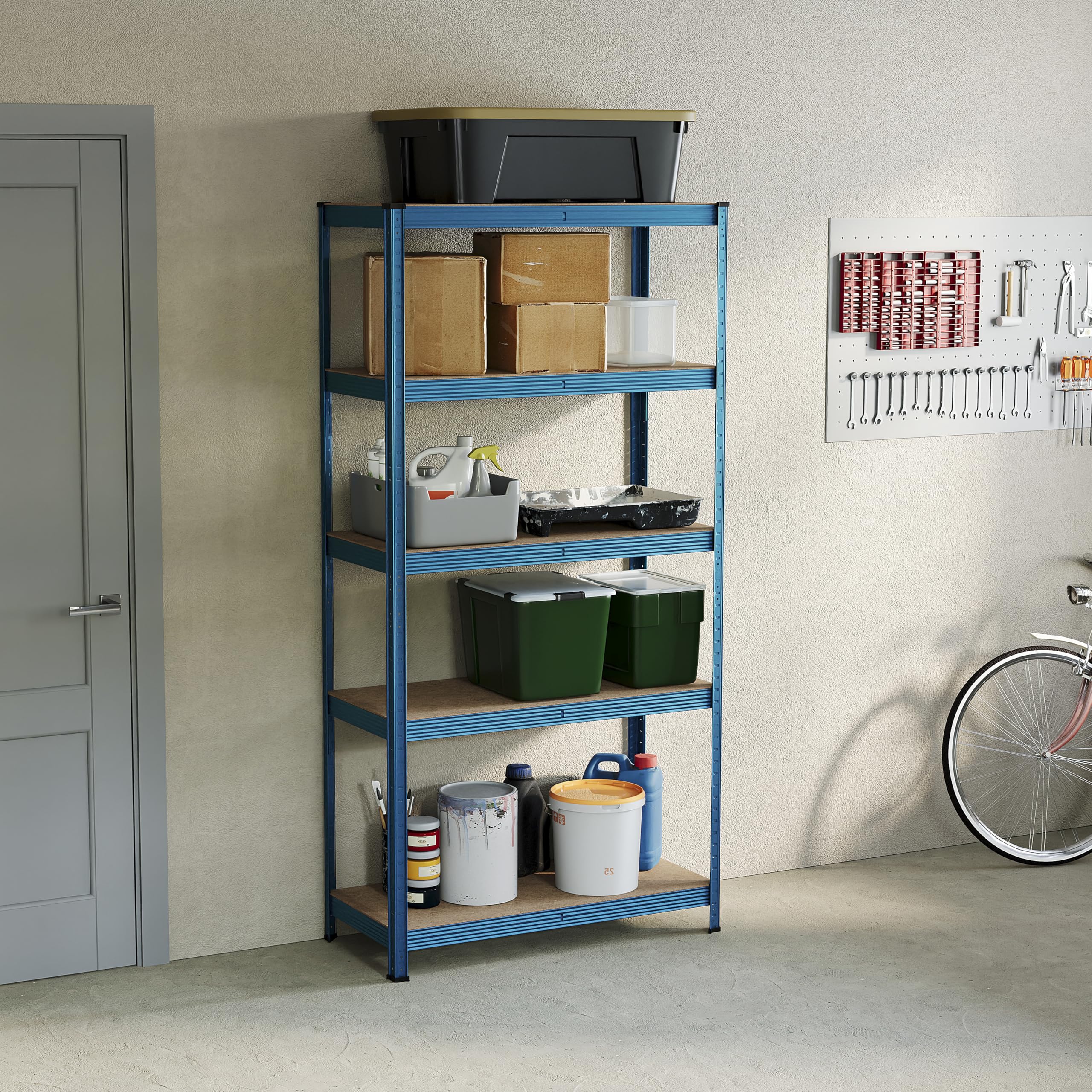Home Vida 5 Tier Layer Shelf Storage Shelving Rack Heavy Duty Kitchen Garage Racking 875 Kgs Capacity, Blue