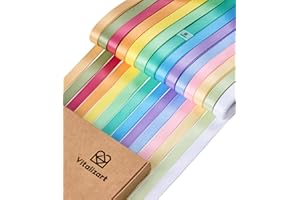 Vitalizart Pastel Satin Ribbon 3/8” x 14 Rolls 70 Yards Ribbon for Gift Wrapping Hair Craft Party Decoration Flower Bouquet Wedding Double Face Assorted Color