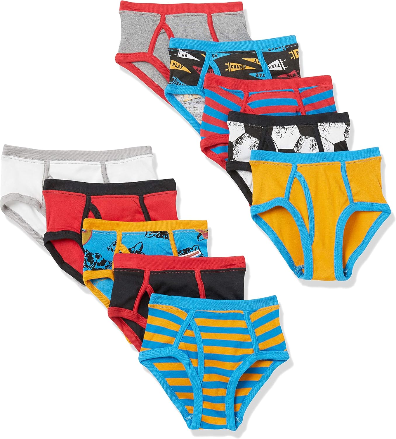 Spotted Zebra Boys' Kids 10Pack Brief Underwear, XSmall