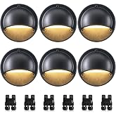 SUNVIE 4" Low Voltage Deck Lights 5W Black Cast-Aluminum 3000K, 6-Pack | LED Deck Lights, Landscape Lighting, Warm White, 90+ CRI, 500lm, 12-24V AC/DC, IP65 Waterproof, with Fastlock2 Connectors