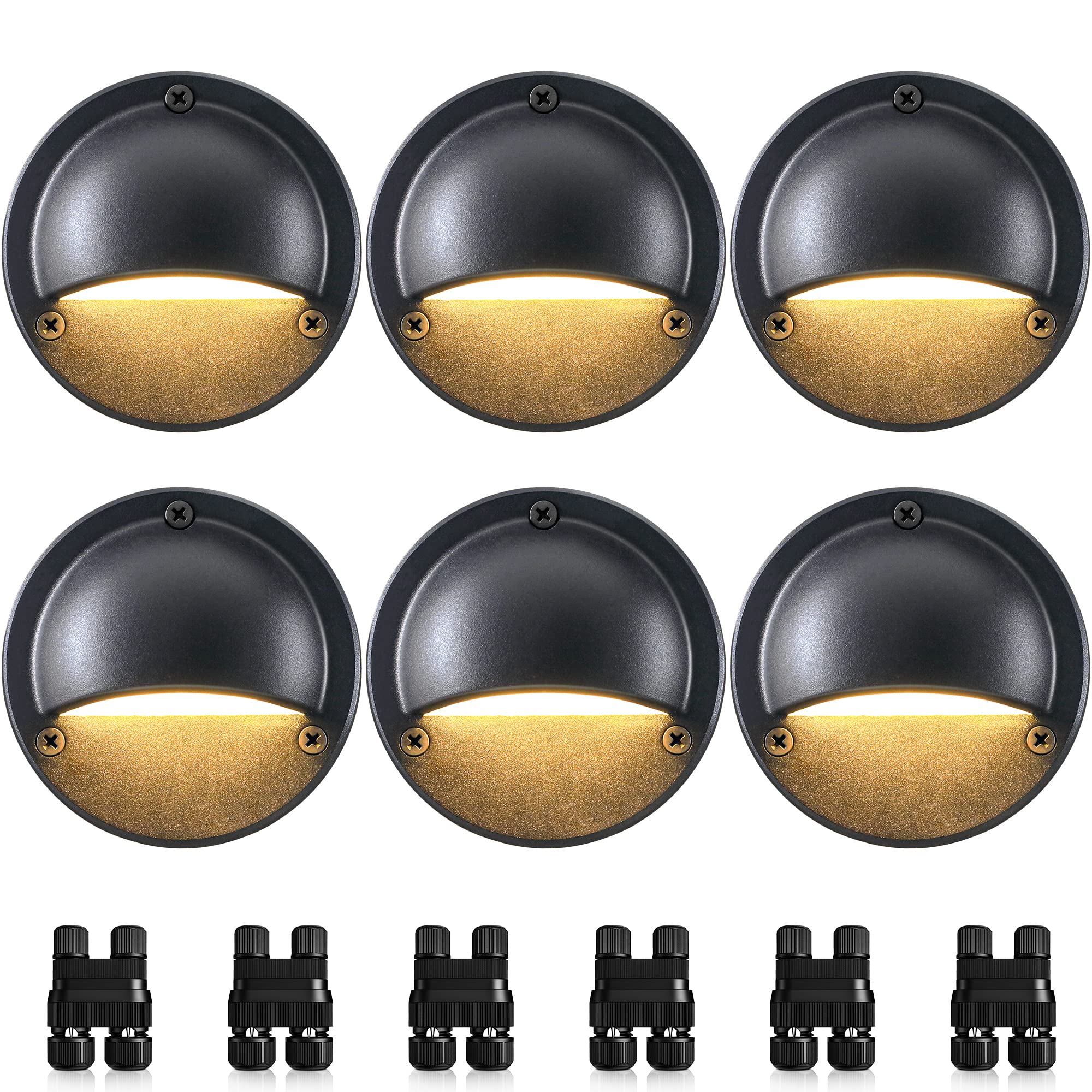 Photo 1 of SUNVIE 5W LED Low Voltage Deck Lights, 12-24V Step Lights Outdoor with Fastlock2 Wire Connectors, Low Voltage Landscape Lighting 3000K Warm White Deck Stair Light Waterproof for Fence Post, 6 Pack