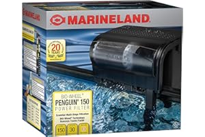 Marineland Penguin Bio-Wheel Power Filter 150 GPH, Multi-Stage Aquarium Filtration,black, 20 - 30 Gallon Aquarium, 150 GPH