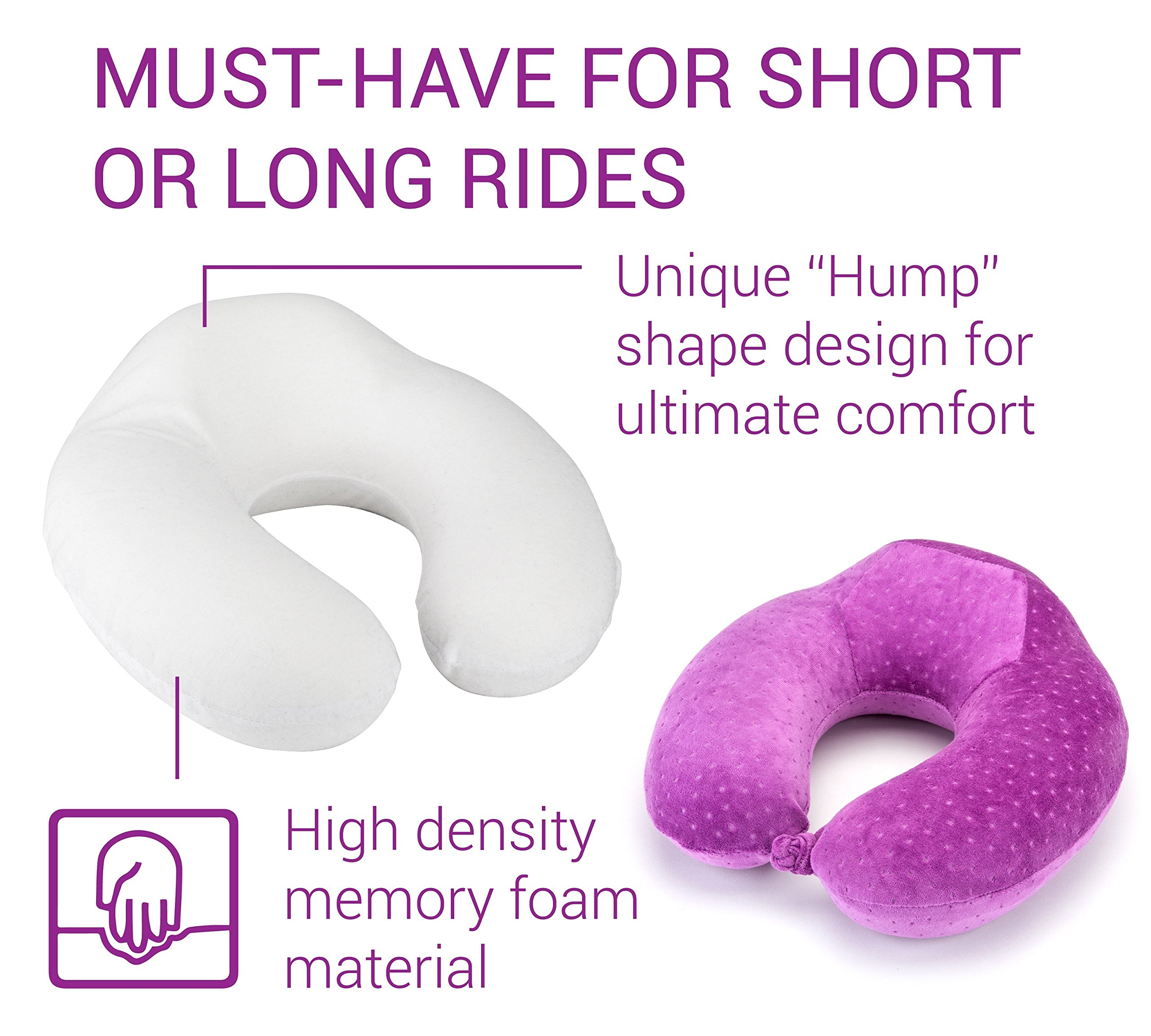 OPUL Almohada Viaje de Espuma Viscoelastica - Reposacabezas Patentado para Vuelos y Viajes, con una Funda Suave de Terciopelo Transpirable, Fácil de Lavar Almohada Cervical - Neck Pillow