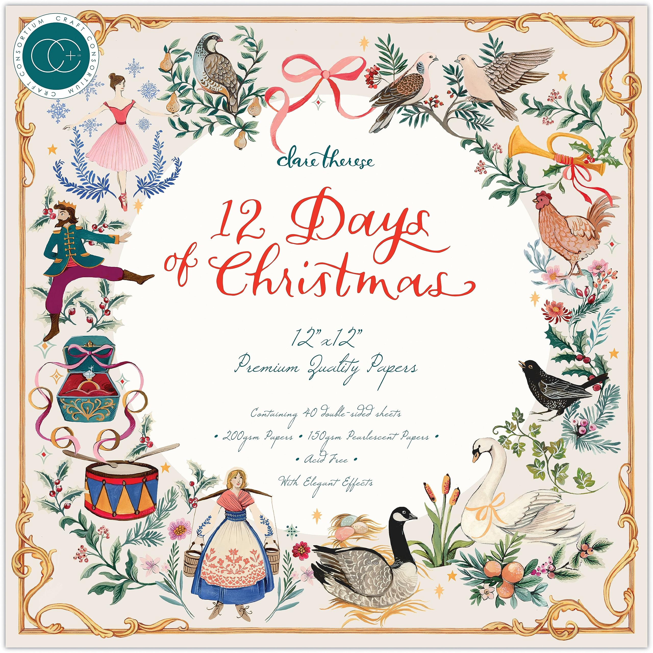 Craft Consortium Double-Sided Paper Pad 12"X12" 40/Pkg-12 Days Of Christmas